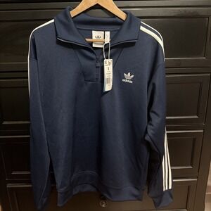 Adidas Funnel Neck Track Top Mens Activerwear Jacket Night‎ Indigo S NWT